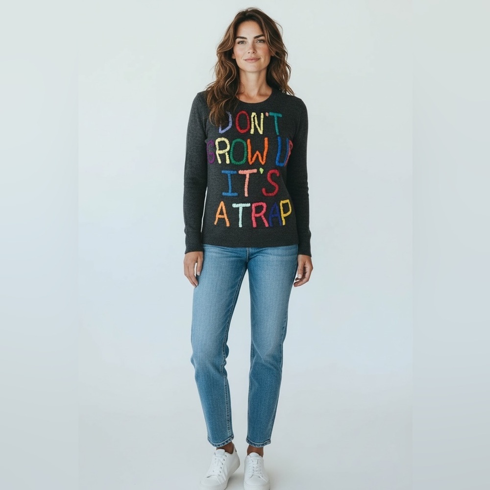 Don’t Grow Up Embroidery Sweater